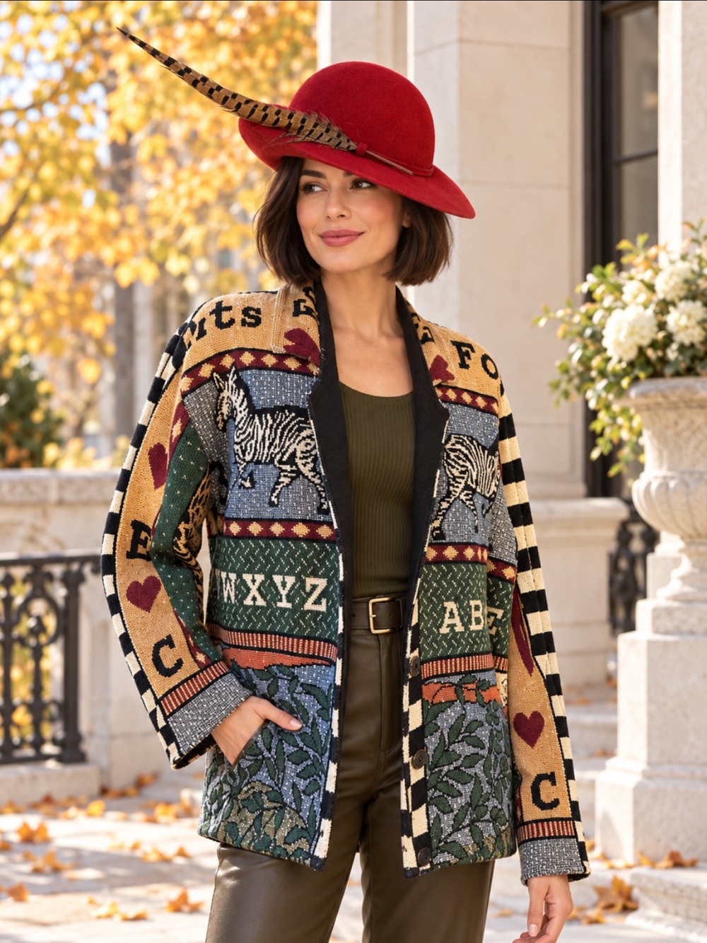 Gorgeous Vintage Boho Knit Patchwork Blazer Jacket - Multicolor❤️O/S